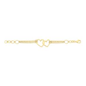 Sterling Silver Yellow Gold Plated Double Heart Bracelet