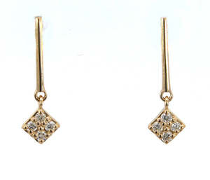 Diamond Earrings: 9ct Yellow Gold Drop Earrings Set With Diamonds