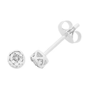 Diamond Earrings: 9ct White Gold Diamond Stud earrings