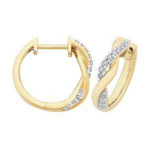 9ct Yellow Gold Diamond Set Huggie Earrings