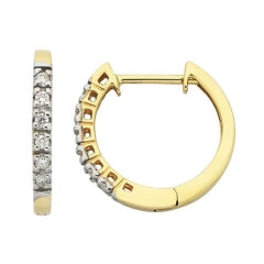 9Ct Yellow Gold Diamond Huggie Earrings