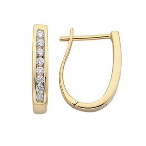 9ct Yellow Gold Diamond Huggie Earrings
