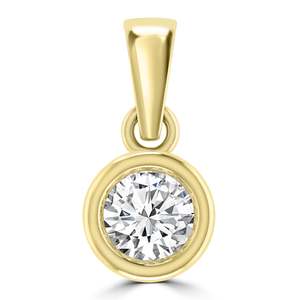Diamond Necklaces Pendants: 9ct Yellow Gold Bezel Set Diamond Pendant