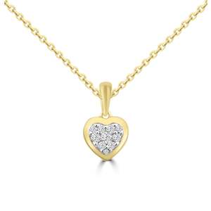 9ct Yellow Gold Diamond Heart Pendant