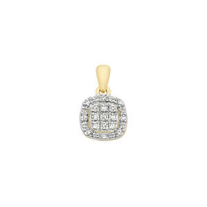 9Ct Yellow Gold Diamond Cluster Pendant