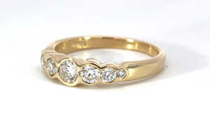 Diamond Rings: 9ct Yellow Gold 5 Diamond Ring