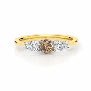 9ct Yellow Gold Diamond Ring With Australian Chocolate Diamond