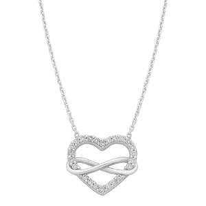 Jewellery Cubic Zirconia: Sterling Silver CZ Heart And Infinty Pendant