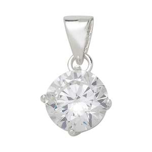 Jewellery Cubic Zirconia: Sterling Silver CZ Pendant And Chain