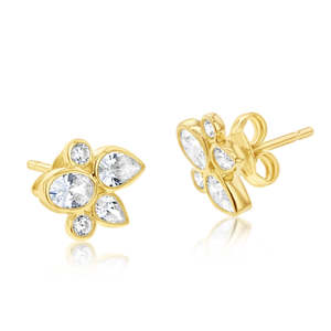 Jewellery Cubic Zirconia: 9ct Yellow Gold Cubic Zirconia Stud Earrings