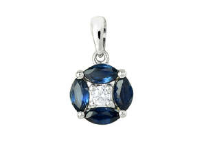 9ct White Gold Sapphire And Diamond Pendant