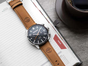 Mens Timberland Henniker II Beige Leather Strap Watch TDWGF0028701