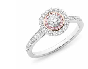 9ct White Gold Halo With Pink Diamonds