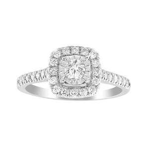 9ct White Gold Halo Cluster Ring
