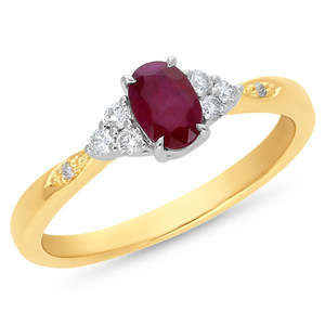 9ct Yellow Gold Ruby And Diamond Ring