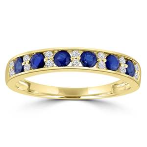 Rings Bands: 9ct sapphire and diamond ring