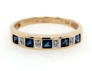 9ct Yellow Gold Sapphire And Diamond Ring