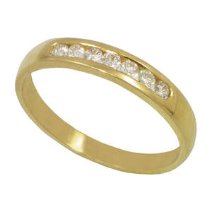 Rings Bands: 9ct Yellow Gold Channel Set Diamond Ring