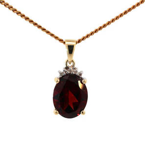 Necklaces Pendants: 9ct Yellow Gold Garnet And Diamond Pendant