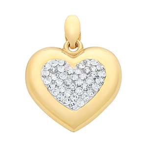 9ct Yellow Gold Heart Pendant Set With Crystals