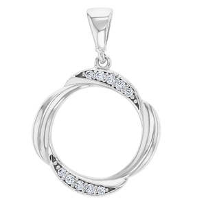 9ct White Gold CZ Circle Pendant