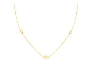 9Ct Yellow Gold Chain With Three Mother Of Pearl Petal Shapes