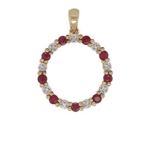 9ct Ruby And Diamond Circle Pendant