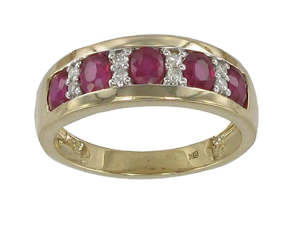 Jewellery Ruby: Yellow Gold Ruby And Diamond Ring