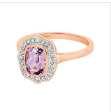 Engagement Rings: 9ct Rose Gold Pink Amethyst And Diamond Ring