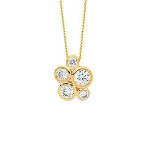 Ladies Ellani Yellow Gold Plated Bezel Set Cz Pendant P898G