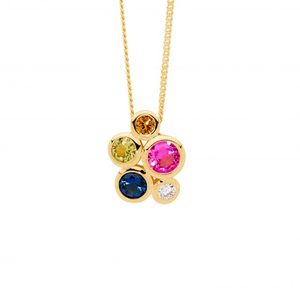 Ladies Ellani Yellow Gold Plated Multi Coloured Cz Pendant P898MG