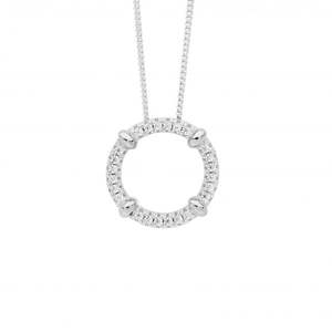 Ellani Collections: Ladies Ellani Circle Cubic Zirconia Pendant P899S
