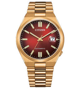Citizen: Mens Citizen Automatic Rose Gold With Red Face NJ0153-82X