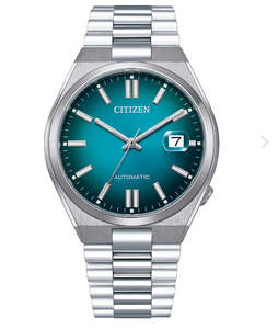 Citizen: Mens Citizen Automatic With Teal Blue Face NJ0151-88X