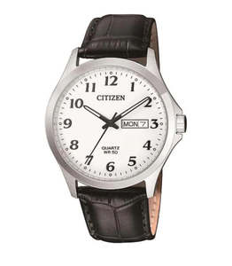 Citizen: Mens Citizen Quartz Watch With Leather Strap BF5000-01A
