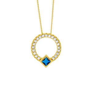 Christmas 2022 Collection: Sterling Silver Gold Plated Clear And Blue CZ Pendant