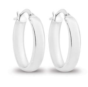 Christmas 2022 Collection: 9Ct White Gold Silver Bonded Round Hoop Earrings