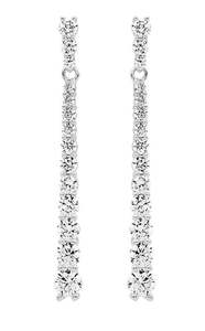 Sterling Silver Graduated CZ Drop Earrings