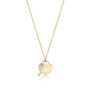 9Ct Yellow Gold Padlock And Key Necklace