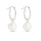 Sterling Silver Hoops With White Keshi Pearls