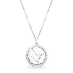 Sterking Silver Howlite And Cubic Zirconia Pendant