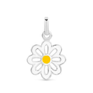 Sterling Silver White And Yellow Enamelled Daisy Pendant