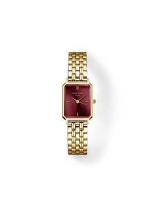 Rosefield: Ladies Rosefield Octagon Sunray Burgandy Dial Watch OBGSG-083