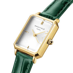 Ladies Yellow Gold Rosefield Watch With Green Strap OWGLG-086