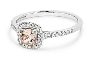 Spring Sale: 9ct White Gold Morganite And Diamond Ring