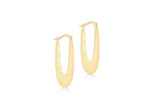Spring Sale: 9ct Yellow Gold Elongated Drop Hoop Earrings