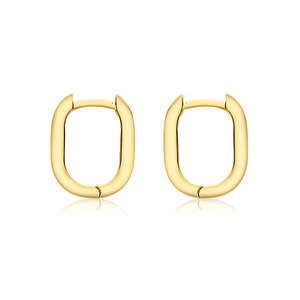 9Ct Yellow Gold Rectangle Hoops