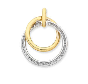 Christmas 2024: 9Ct Yellow Gold Double Circle CZ Pendant