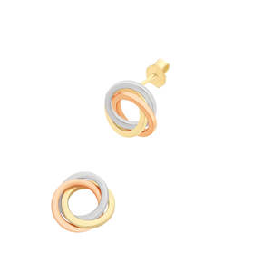 Christmas 2024: 9Ct Gold Silver Filled Tri Coloured Gold Twist Earrings