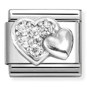 Nomination Composable 330304/47 Double Heart Raised And Cz